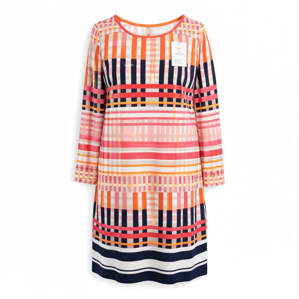 NWT Eliza J Multicolor Geometric Long Sleeve Dress Size 16